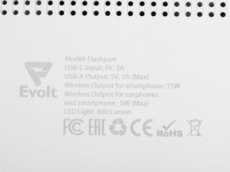 Складная зарядная станция с беспроводной зарядкой Flashport, 15 Вт