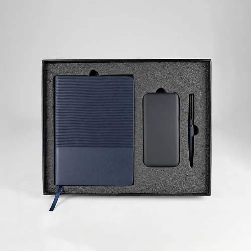 Набор подарочный RIFF: ежедневник, ручка и power bank в коробке  с ложементом
