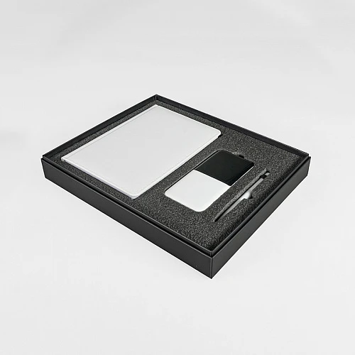 Набор подарочный POINT: ежедневник, ручка и power bank в коробке  с ложементом