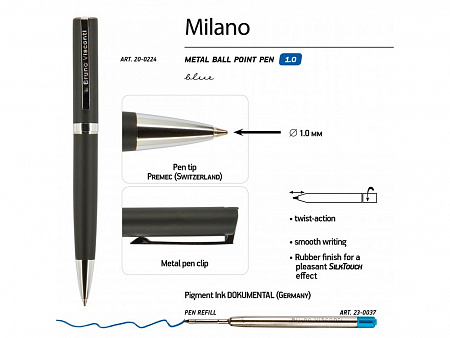 Ручка металлическая шариковая Milano