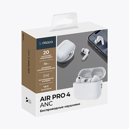 Беспроводные наушники с микрофоном Air Pro 4 ANC, TWS, BT 6.0, 300 мАч, ANC, QI